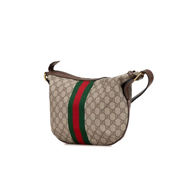 Pre Loved Gucci Small GG Supreme Web Ophidia Half Moon Crossbody Women Brown - Picture 2 of 8